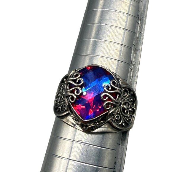 Sarda Bali-Style Artisan Sterling Silver Ring Pear-Shaped Colcanic Quartz Triple - Picture 2 of 10